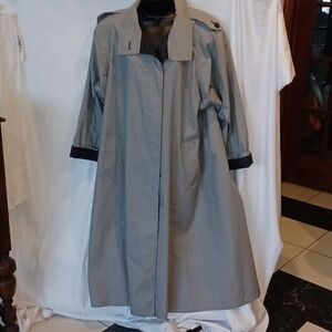Vintage J. Gallery Oversized Houndstooth w/Polka Dot Trim Trench Coat Sz 9/10